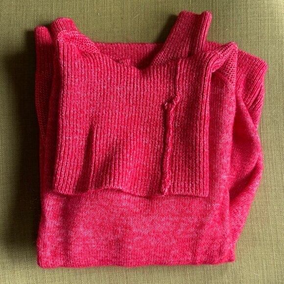 LOFT Stitchy Red Turtleneck Sweater - M - Picture 4 of 4